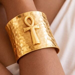 Ankh Brass Cuff Bracelet, Eternal Life, Spiritual Statement Jewelry, Gift